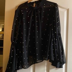 Black sheer with pearls Eloquii top
